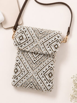 Dámska kabelka na telefón – crossbody, pletená