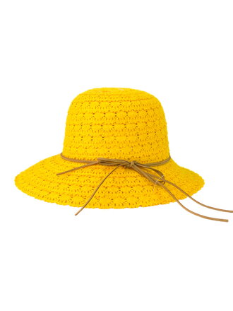 Módny čipkovaný klobúk v žltej farbe A-73
