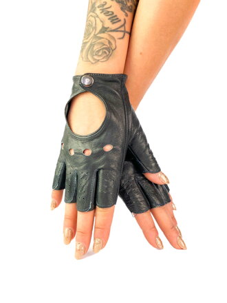 Tmavo-šedé kožené jazdecké rukavice 