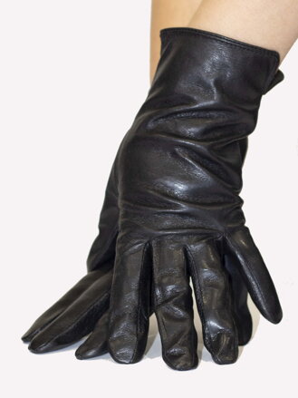Dámske kožené rukavice čierne hladké