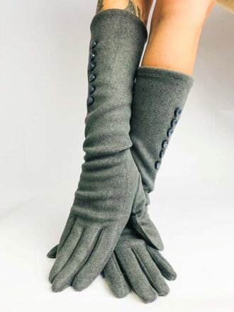 Dámské fleecované rukavice s knoflíky tmavě šedé