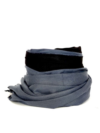Dámský dvoubarevný pašmínový šátek ZZ-217 jeans+černá