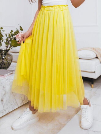 Dámska týlová midi sukňa v žltej farbe 