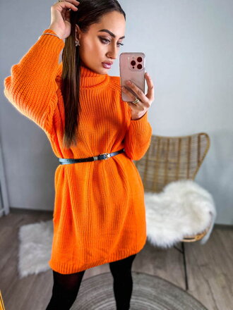 Zářivý pletený svetr v oranžové barvě 