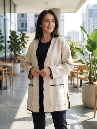 Kabát s ozdobným lemom 86562 svetlobéžová