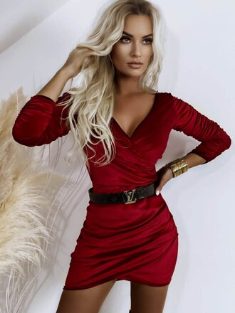 Dámske velúrové šaty FLV841 RED 