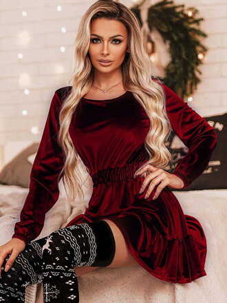 Zamatové šaty do áčka VSB VELVET RED