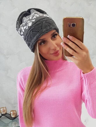 Dámska zimná čiapka Kira K374 s nórskym vzorom tmavošedá