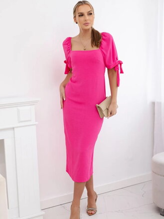 Nádherné dámske midi šaty ART2708 v ružovej farbe 