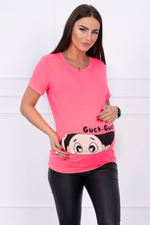 Dámske tehotenské tričko neon ružové 2992