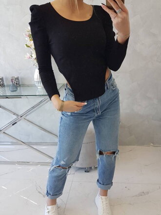 Dámsky top s nazberanými rukávmi 68932 čierna