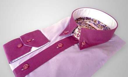 Dámska košeľa fialová s kvietočkami - SLIM FIT STRIH KD30