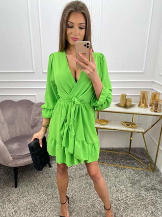 Zelené dámske šaty s volánikmi