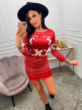 Dámske šaty vo vianočnom prevedení červené