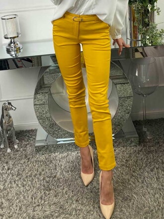 Elegantné dámske nohavice H9122 horčicovo-žlté