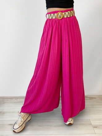 Žiarivé dámske plisované nohavice HOT PINK 