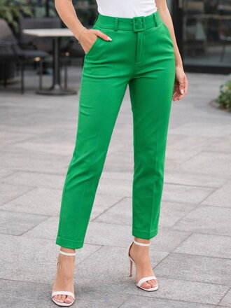 Dámske nohavice s opaskom v zelenej farbe