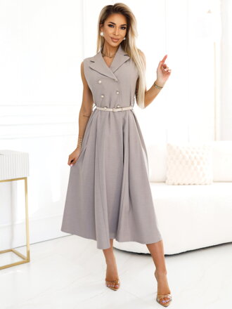 Dámske sivé elegantné šaty 596-2