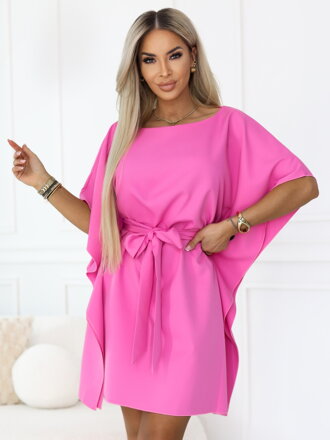 Fuchsiové šaty s kimono rukávmi 287-42 SOFIA