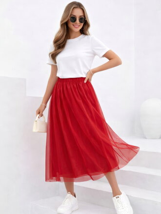 Dámska týlová červená sukňa s podšívkou