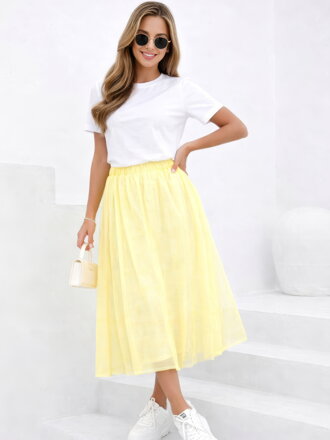 Dámska týlová midi sukňa v žltej farbe 