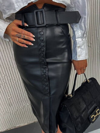 Kožená puzdrová sukňa v čiernej farbe 
