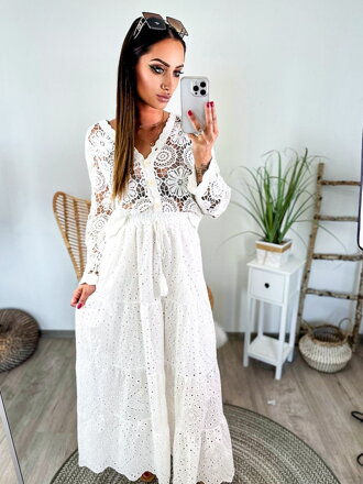 Madeirová dlhá dámska sukňa biela 