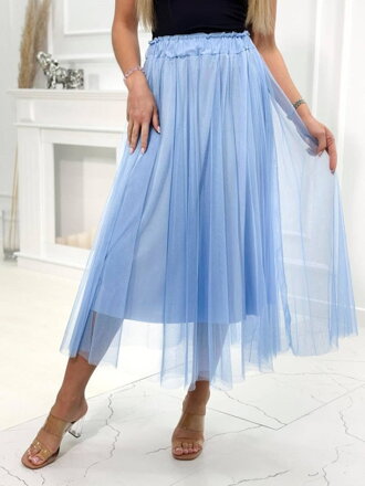 Štýlová modrá týlová midi sukňa 