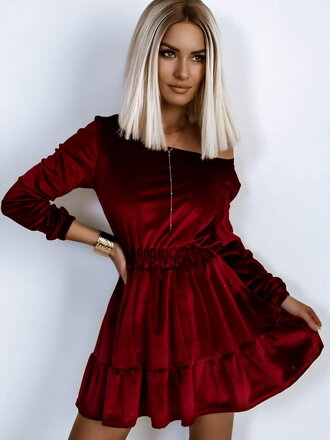 Dámske VELVET šaty FLV759 WINE