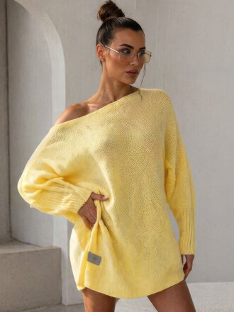 Predlžený pletený sveter SW06-20 žltý
