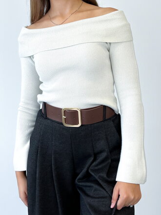 Dámsky béžový crop top s padnutými ramenami