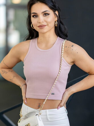 Dámsky VSB vrúbkovaný croptop LOLLY staro rúžvej farbe 