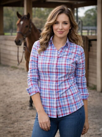 Karovaná dámska košeľa Slim Fit VS-DK1874