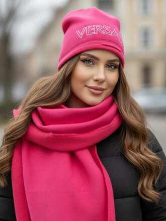 Teplákový set VSB NELA čiapka + šál ružová 