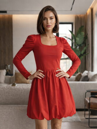 Dámske červené šaty s dlhým rukávom VSB ZOJA