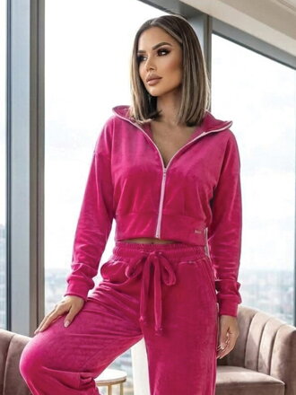 Krátka mikina na zips VSB NORA v HOT PINK farbe