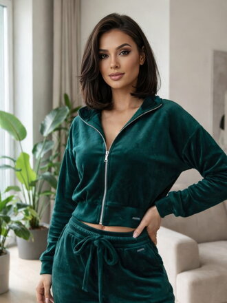 Trendy dámska mikina na zips VSB NORA smaragd