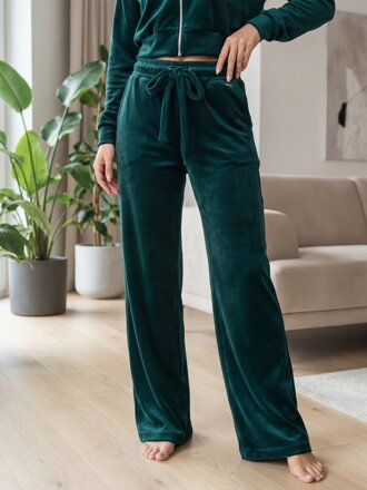 Velúrové dámske tepláky VSB NORA smaragd