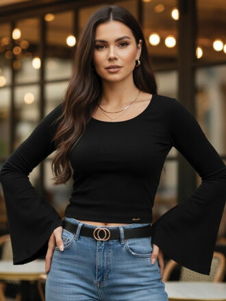 Bavlnené čierne tričko VSB DORA s dlhým rukávom 