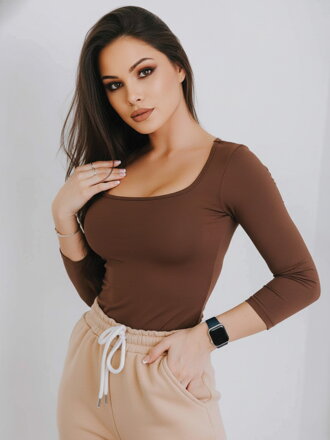 Dámske tričko s výstrihom VSB HELA čoko