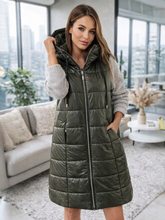 Dámska športová vesta v tmavo-zelenej farbe 