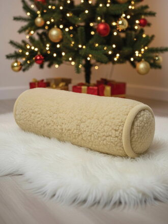 Vankúšik pod hlavu v tvare valca z ovčej vlny 