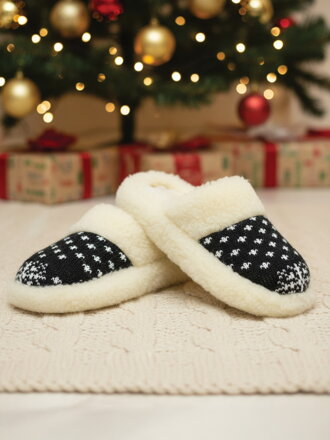 Úžasné papuče z ovčej vlny model 63 vločka čierna nízke
