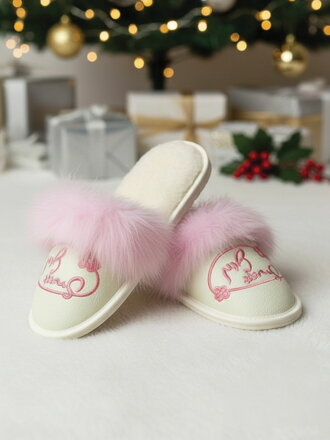 Dámske kožene papuče - Sweet girl 36 ružové