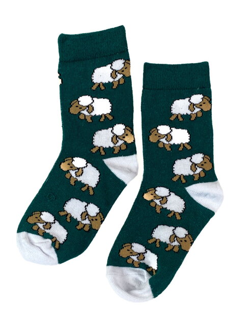 Detské ponožky v zelenej farbe - ovečka