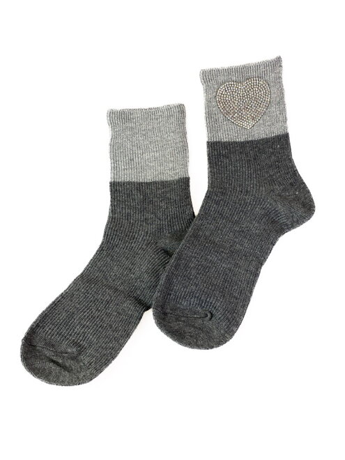 Tmavo-šedé dievčenské ponožky so srdiečkom 