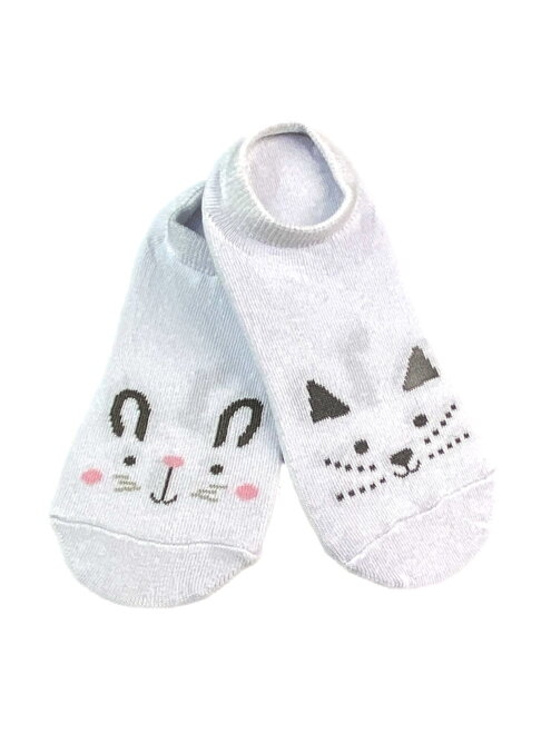 Dievčenské botaskové ponožky biele s mačkou
