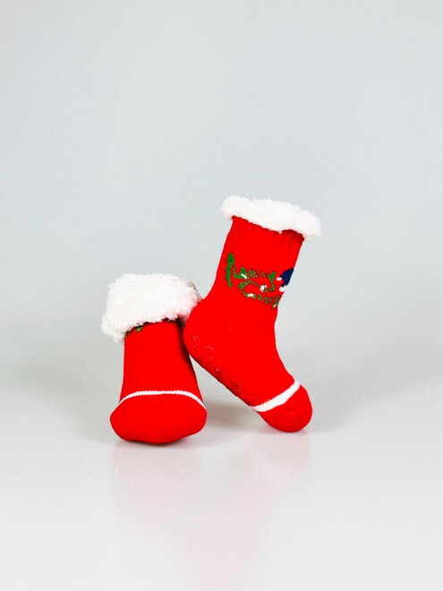 Ponožky pre babätká MERRY CHRISTMAS červené L024