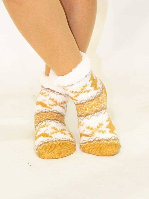 Úžasné detské teplé ponožky Sobík béžovo-biele
