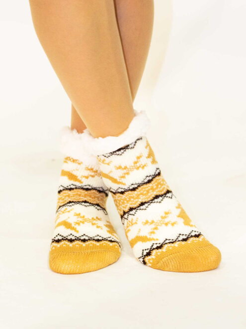 Úžasné detské teplé ponožky Sobík béžovo-šedé